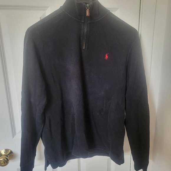 Zip Neck Cotton Sweatshirt by Polo - Picture 1 of 3